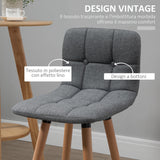 easycomfort easycomfort set 2 sgabelli da bar con schienale e poggiapiedi seduta imbottita in tessuto e gambe in legno grigio