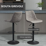 easycomfort easycomfort set 2 sgabelli da bar con schienale poggiapiedi e altezza regolabile stile industriale grigio