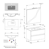 legnox consolle bagno legnox crea 80 cm bianco opaco con 2 cassetti lavabo specchio e lampada