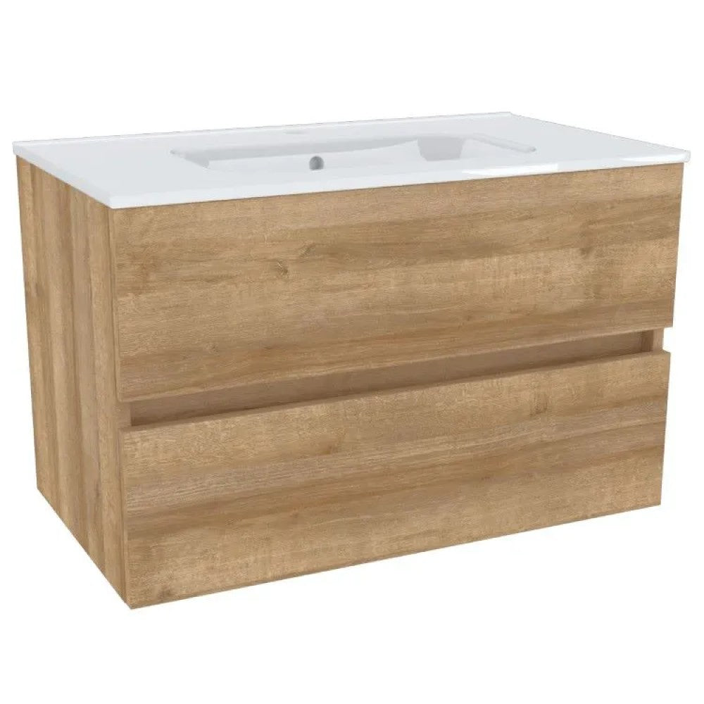 legnox consolle bagno legnox crea 80 cm rovere con 2 cassetti lavabo specchio e lampada