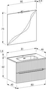 legnox consolle bagno legnox rigo 80 cm rovere con 2 cassetti lavabo specchio e lampada
