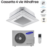 samsung climatizzatore condizionatore samsung inverter cassetta a 4 vie windfree 18000 btu ac052nn4dkh monofase r 410 wi fi optional con telecomando wireless e pannello incluso