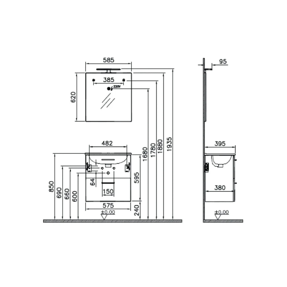 vitra mobile bagno sospeso vitra con lavabo colore antracite 60 cm