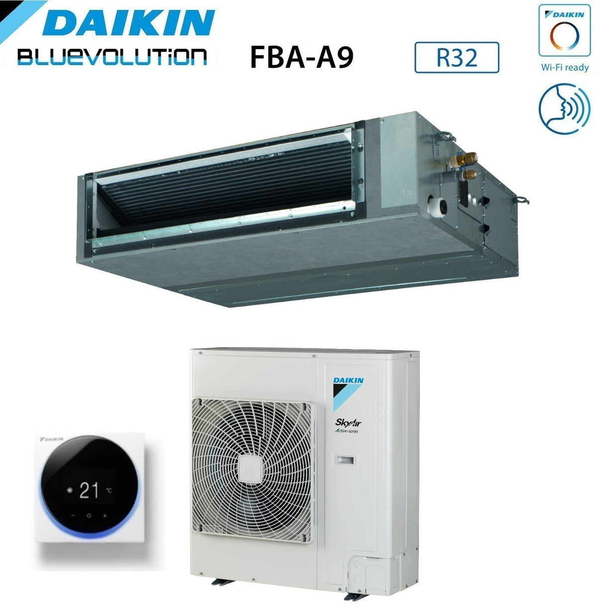 daikin climatizzatore condizionatore daikin bluevolution canalizzato media prevalenza 36000 btu fba100a rzasg100mv1 monofase r 32 wi fi optional con comando a filo