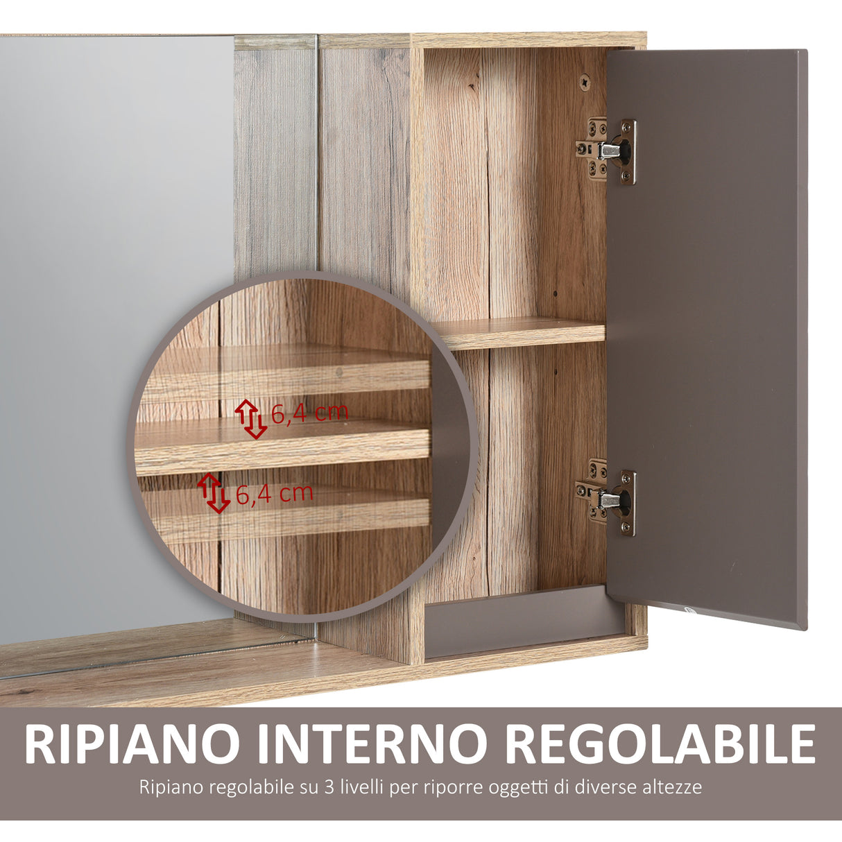 easycomfort easycomfort armadietto pensile per bagno con anta a specchio grigio e rovere ean 8054111842907