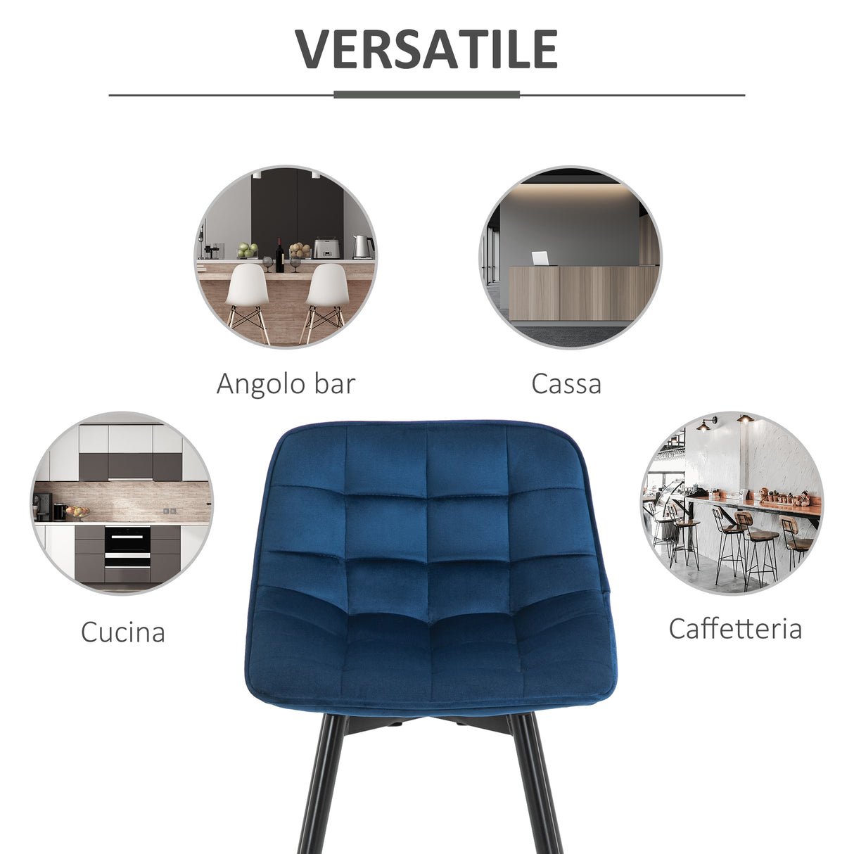 easycomfort easycomfort set 2 sgabelli da bar sedie imbottite stile nordico velluto blu ean 8055776912233