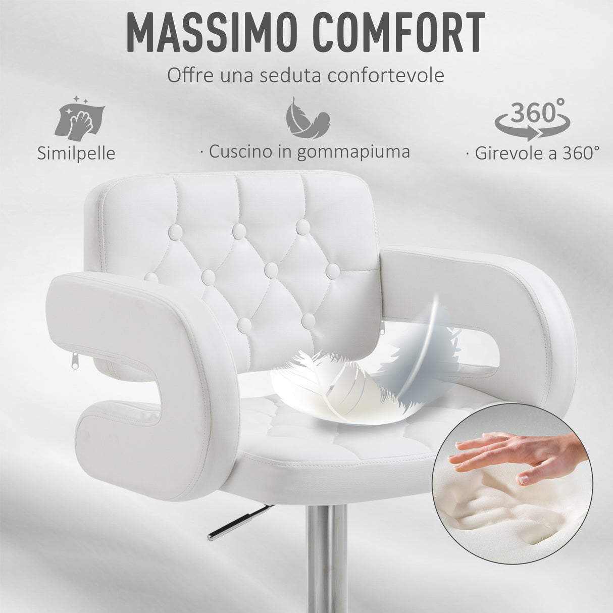 easycomfort easycomfort sgabello alto da bar con schienale e braccioli regolabile girevole ean 8054144130910