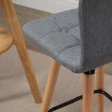 easycomfort easycomfort set 2 sgabelli da bar con schienale e poggiapiedi seduta imbottita in tessuto e gambe in legno grigio