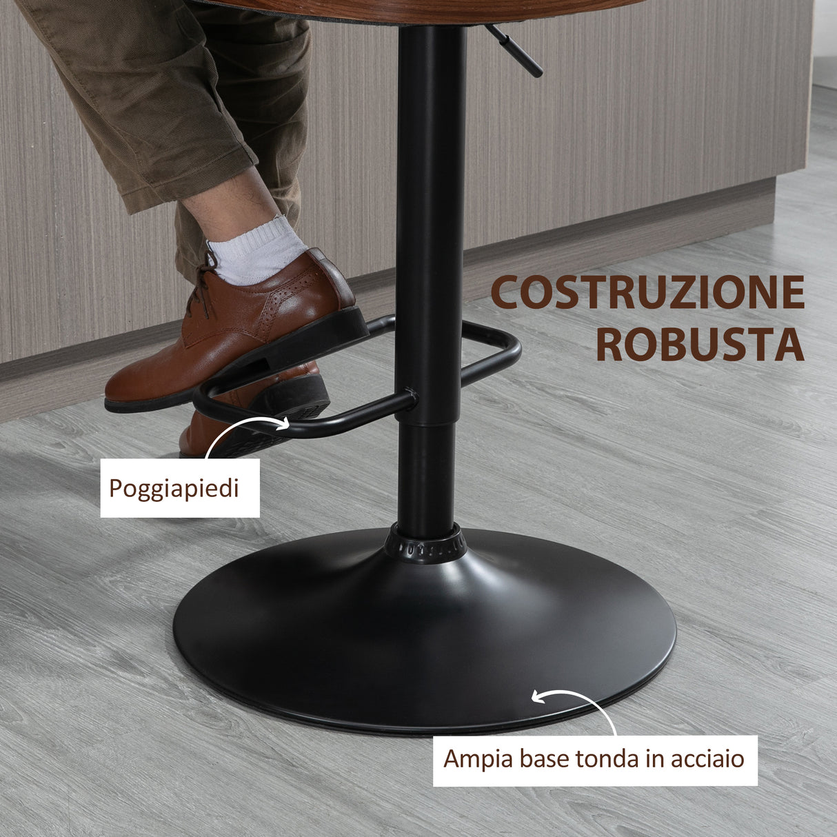 easycomfort easycomfort set 2 sgabelli da bar girevoli ad altezza regolabile per cucina e soggiorno 47 5x50x93 5 116 cm nero e noce