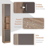 easycomfort easycomfort mobiletto salvaspazio per bagno in legno con 2 armadietti e 6 ripiani grigio e rovere 30 x 24 x 170cm ean 8054111847469