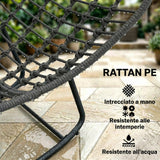 easycomfort easycomfort sedia a dondolo stile boho in rattan e metallo con cuscino morbido grigio scuro