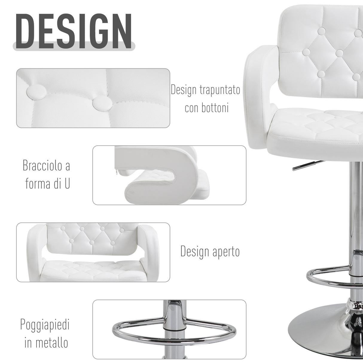 easycomfort easycomfort sgabello alto da bar con schienale e braccioli regolabile girevole ean 8054144130910