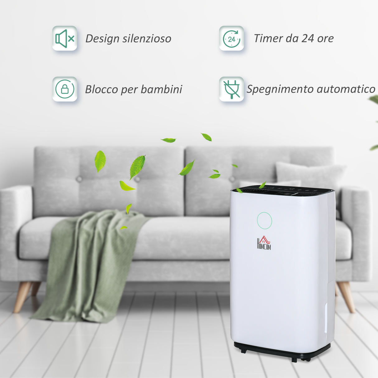 easycomfort easycomfort deumidificatore da 20l 3 modalita e 2 velocita timer 24h design silenzioso 33.5x23x57cm bianco