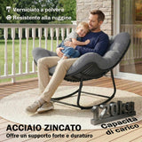 easycomfort easycomfort sedia a dondolo stile boho in rattan e metallo con cuscino morbido grigio scuro