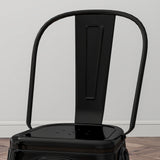 easycomfort easycomfort set da 4 sedie da cucina impilabili stile industriale in acciaio 45x53x85cm nero