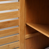 easycomfort easycomfort mobiletto bagno con 2 ripiani aperti e armadietto a 2 ante in bambu 60x30x120cm