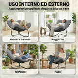 easycomfort easycomfort sedia a dondolo stile boho in rattan e metallo con cuscino morbido grigio scuro