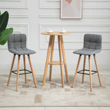 easycomfort easycomfort set 2 sgabelli da bar con schienale e poggiapiedi seduta imbottita in tessuto e gambe in legno grigio