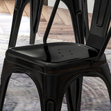 easycomfort easycomfort set da 4 sedie da cucina impilabili stile industriale in acciaio 45x53x85cm nero