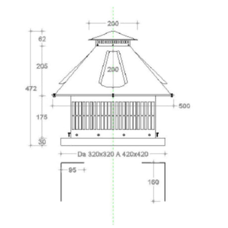 no brand aspiratore elettrico per camini in lamiera preverniciata testa di moro completo di centralina di comando a sei velocita per canne fumarie quadrate 32a42 cm mod universale
