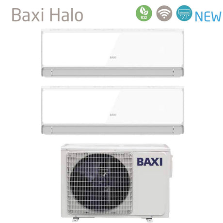 baxi climatizzatore condizionatore baxi dual split inverter serie halo bianco 99 con lsgt50 2m r 32 wi fi integrato 90009000 ean 8059657007070