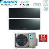 daikin climatizzatore condizionatore daikin bluevolution dual split inverter serie emura black iii 712 con 2mxm50n r 32 wi fi integrato 700012000 colore nero garanzia italiana