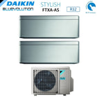 Climatizzatore Condizionatore Daikin Bluevolution Dual Split Inverter Serie Stylish Silver 7+9 Con 2mxm50m/M9 R-32 Wi-Fi Integrato 7000+9000 Colore Grigio - CaldaieMurali
