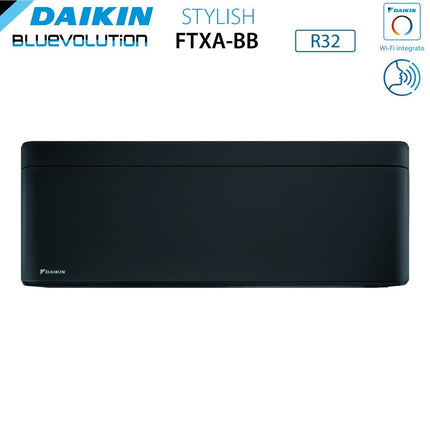 Climatizzatore Condizionatore Daikin Bluevolution Dual Split Inverter Serie Stylish Total Black 9+18 Con 2mxm50m9/N R-32 Wi-Fi Integrato 9000+18000 Colore Nero Garanzia Italiana - CaldaieMurali