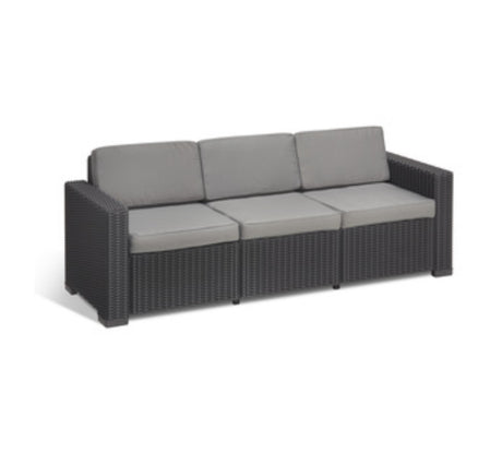 allibert divano allibert california a 3 posti in resina antiurto effetto polirattan con cuscini grafitegraphite