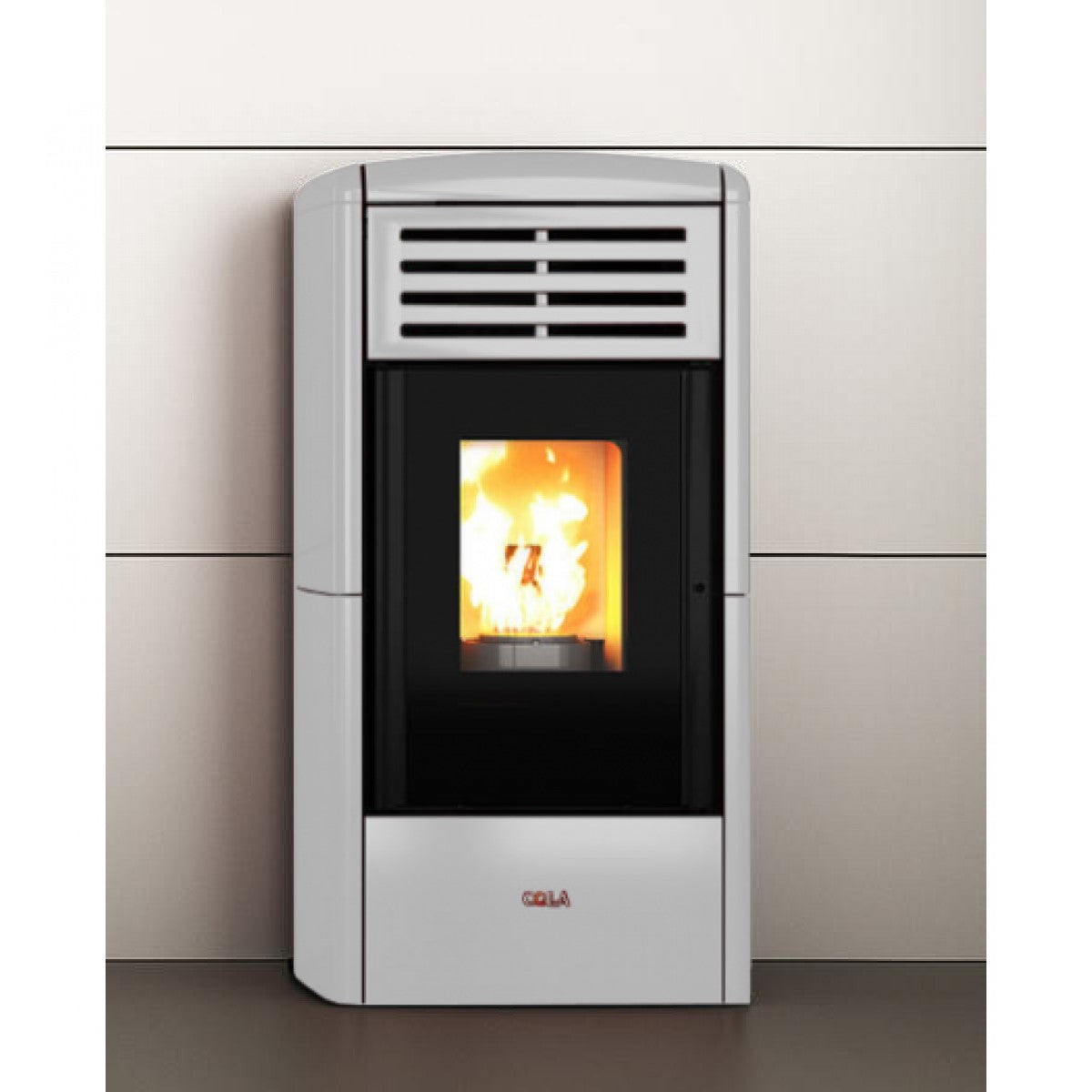 anselmo cola stufa a pellet anselmo cola modello fuocola 92 kw colore bianco in maiolica