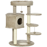 easycomfort easycomfort albero tiragraffi per gatti con pali in sisal lettino casetta e piattaforme 55x55x94cm marrone