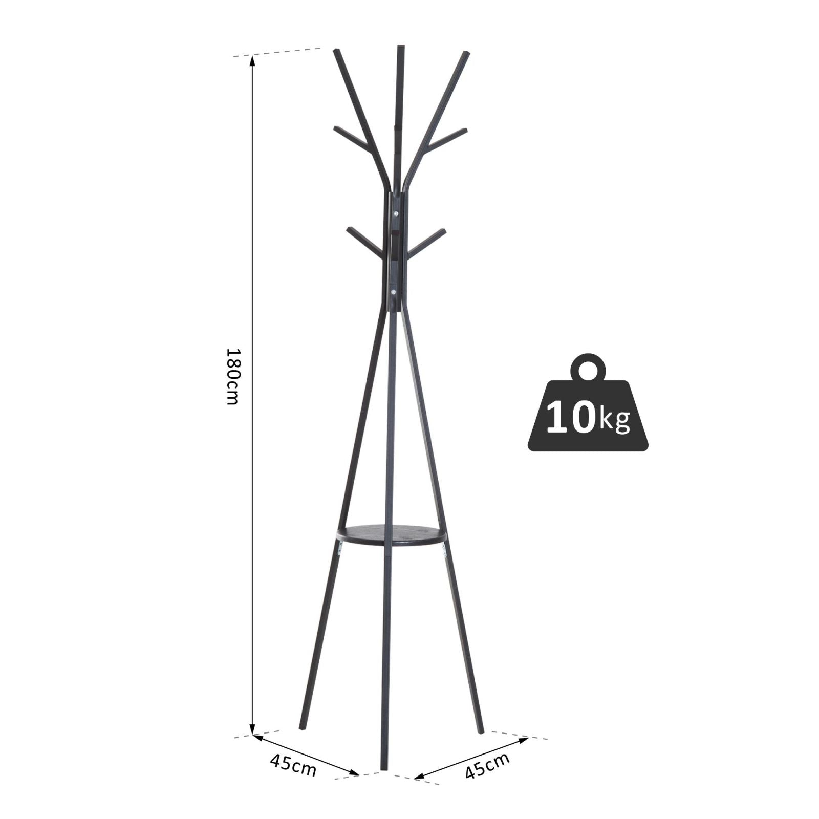 EASYCOMFORT Appendiabiti da Terra Verticale Moderno per Ingresso,  45x45x180cm, Nero