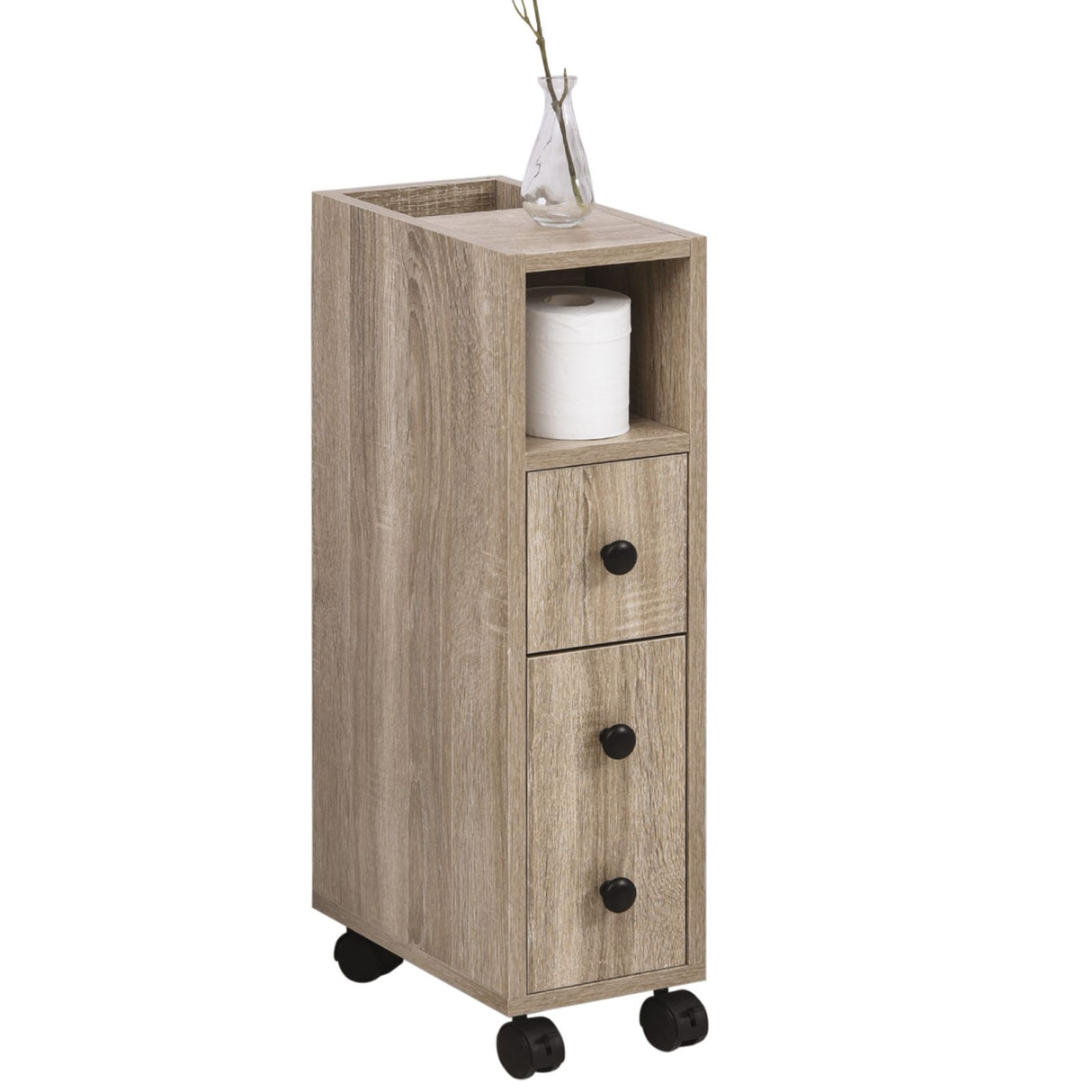 easycomfort easycomfort armadietto da bagno a colonna design compatto 4 ruote color rovere ean 8054111841085