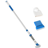 easycomfort easycomfort aspirapolvere per piscina portatile cordless con palo telescopico 210x17x7cm bianco e blu