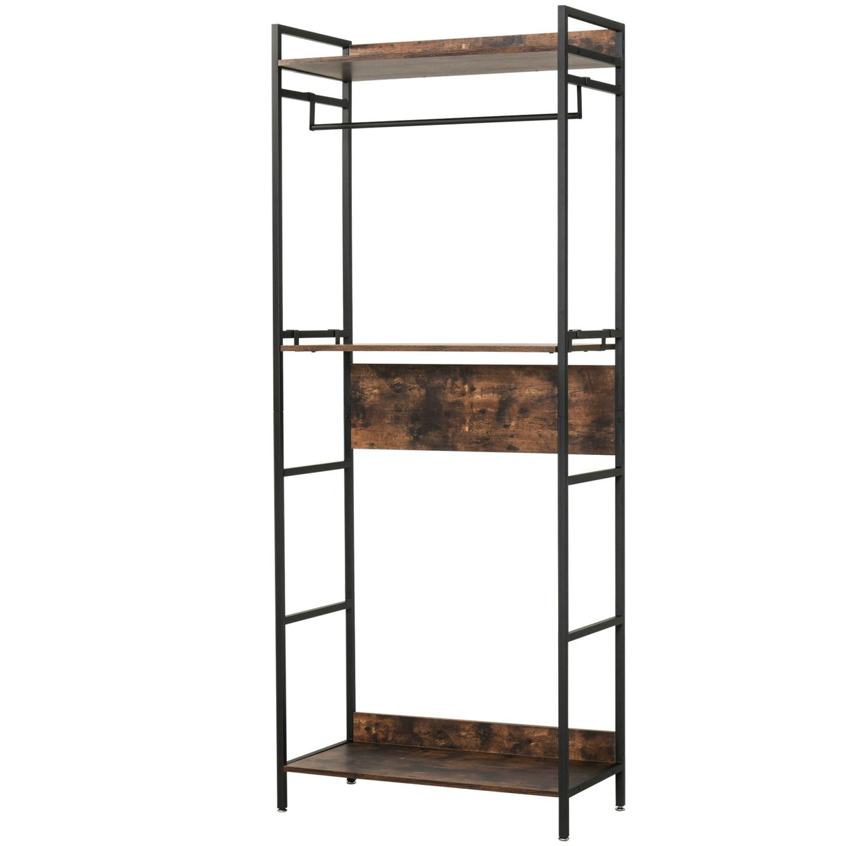 easycomfort easycomfort attaccapanni a muro con scarpiera e mensole stile industriale 80x40x200cm ean 8054144136806