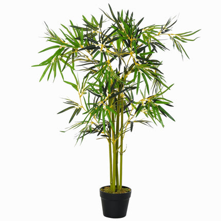 EASYCOMFORT Bambù in Vaso Artificiale, Pianta Finta Decorazione per Interno  ed Esterno, Altezza 120cm, Verde