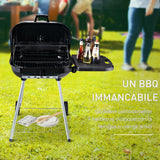easycomfort easycomfort barbecue a carbonella con 2 griglie ripiano laterale e coperchio in metallo nero ean 8054144132969