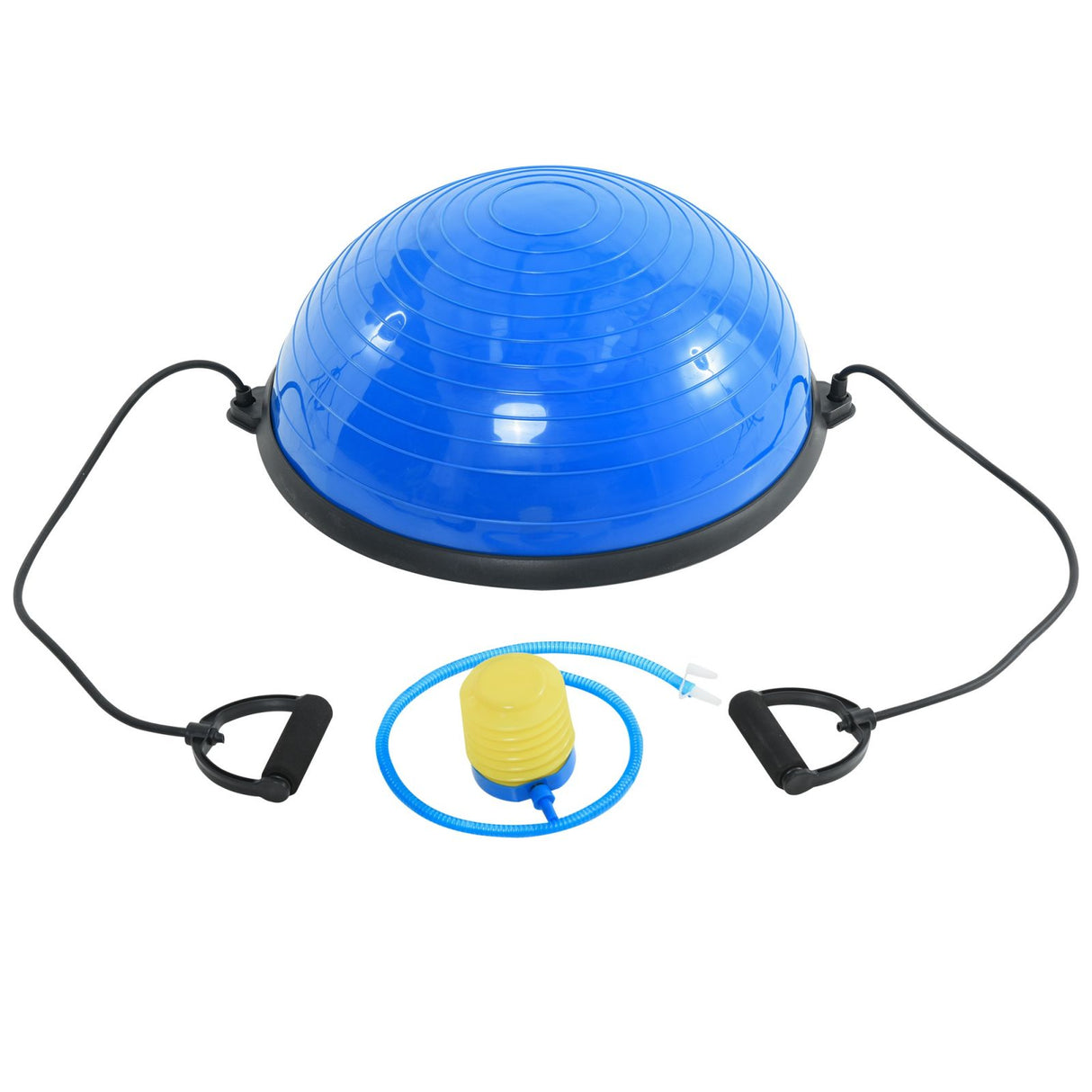easycomfort easycomfort bosu ball balance ball con 2 elastici e pompa per allenamento a casa potenziamento muscolare e riabilitazione 52cm blu ean 8054144137261