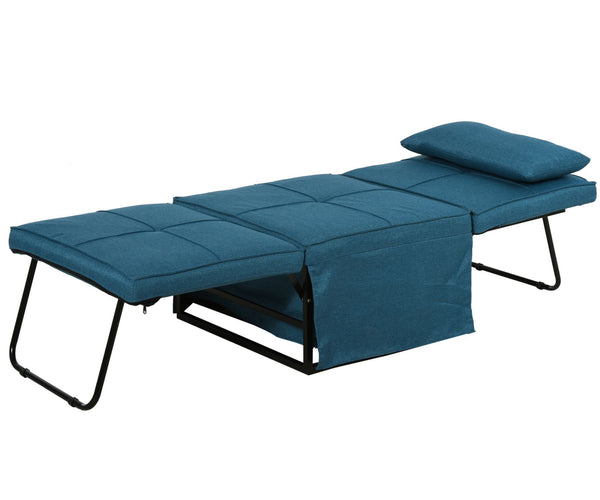 EASYCOMFORT Brandina Pieghevole 2 in 1 Trasformabile in Pouf con Schienale  Regolabile Blu