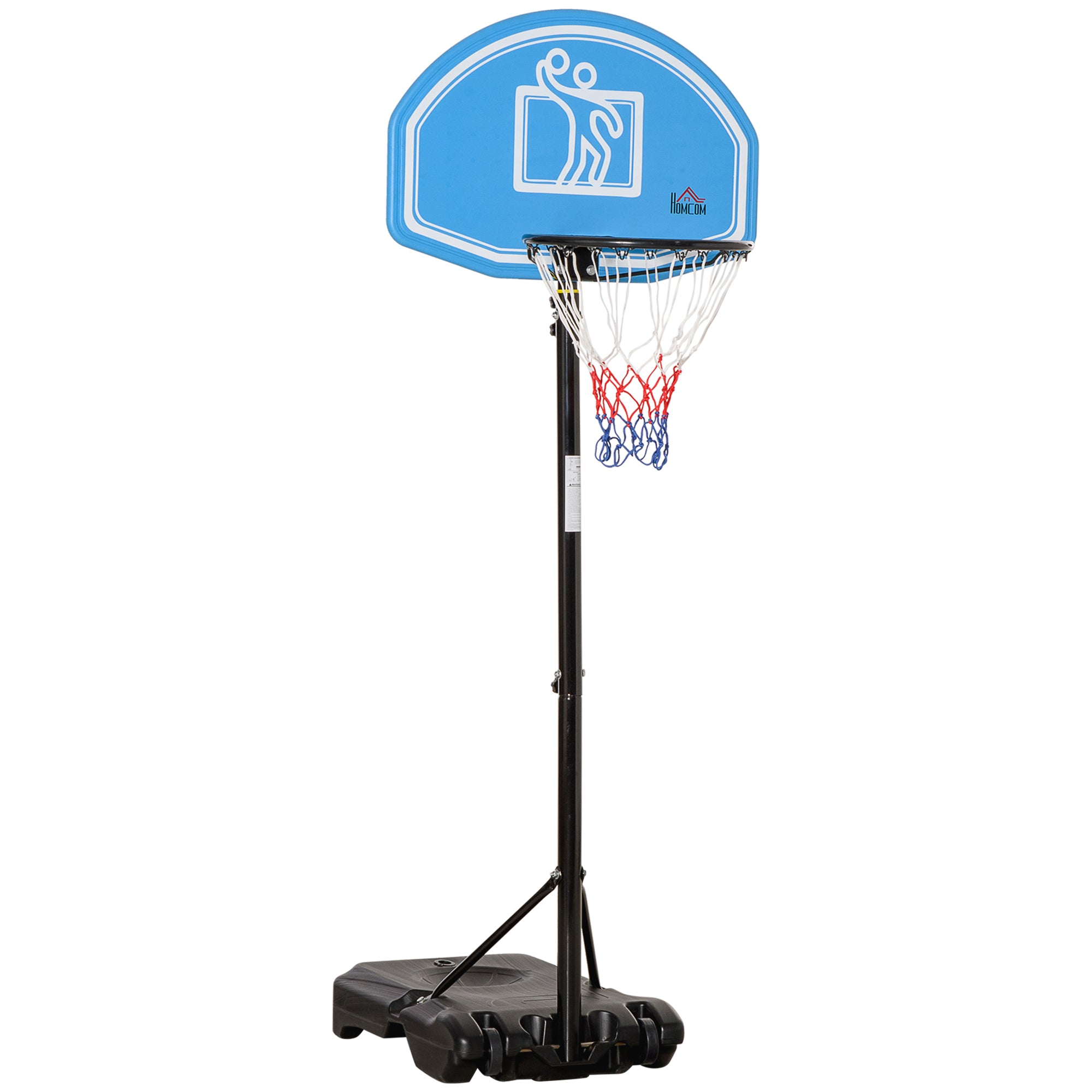 EASYCOMFORT Canestro Basket con Altezza Regolabile 195-245cm, Base con  Ruote e Tabellone, Blu