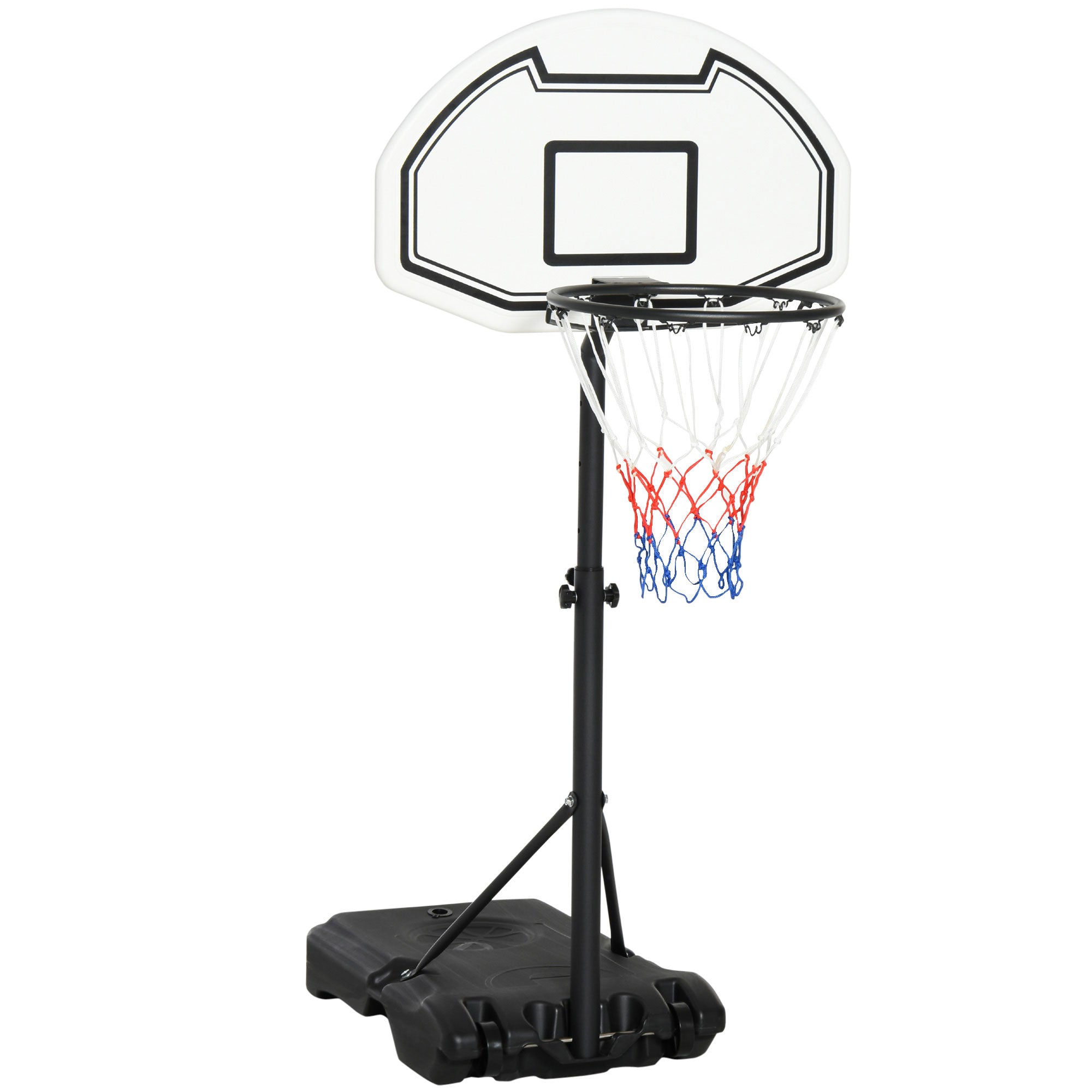 EASYCOMFORT Canestro Basket per Bambini ad Altezza Regolabile 132.5 - 161.5  cm con Base Riempibile e Ruote, Multicolore