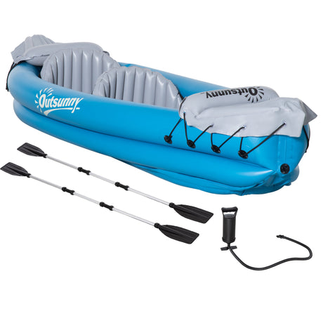 easycomfort easycomfort canoa gonfiabile 2 posti kayak con 2 remi in alluminio pompa gonfiaggio e kit riparazione azzurro