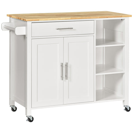 easycomfort easycomfort carrello con ruote salvaspazio penisola cucina in legno massiccio 1 cassetto 1 armadietto 3 ripiani e 4 ruote 107 5x48x89 cm
