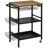 easycomfort easycomfort carrello da cucina a 3 livelli con 2 ruote cesto estraibile e vassoio 75x43 5x91 cm color legno e nero