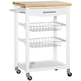 easycomfort easycomfort carrello da cucina con cassetto cestini e ruote girevoli 63x40x86cm bianco