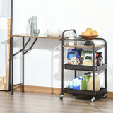 easycomfort easycomfort carrello da cucina con ripiano pieghevole e ruote marrone