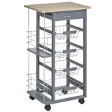 easycomfort easycomfort carrello da cucina in grigio scuro con 1 cassetto e 4 cestelli metallici