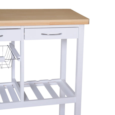 easycomfort easycomfort carrello da cucina in legno con 2 ripiani e cassetti bianco 845x372x85cm ean 8054144139500