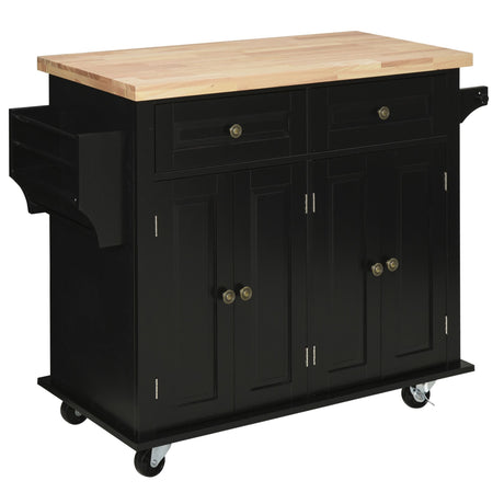 easycomfort easycomfort carrello da cucina portavivande con cassetti armadietti e portaspezie in legno e mdf 111x44 5x82 5 cm nero