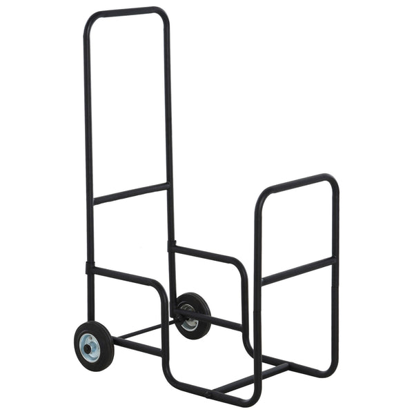 Easycomfort Firewood Cart In Black Steel With 2 Wheels For Indoor And  Outdoor